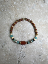 Petra Bracelet - Picture Jasper / Amazonite / Jasper + Navajo Bench Pearl 925
