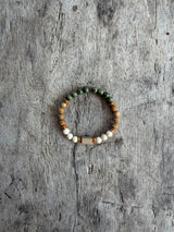 Petra Bracelet - Serpentine / Picture Jasper / Fossil / Olive Walnut