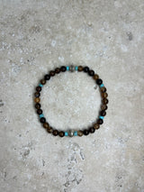 Petra Bracelet - Brown Agate / Turquoise + Navajo Bench Pearl 925