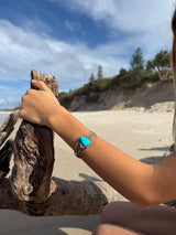 Signed Vintage Navajo Sleeping Beauty Turquoise Bangle
