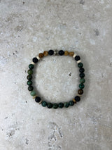 Petra Bracelet - African Turquoise / Lava Stone / Picture Jasper + Navajo Bench Pearl 925