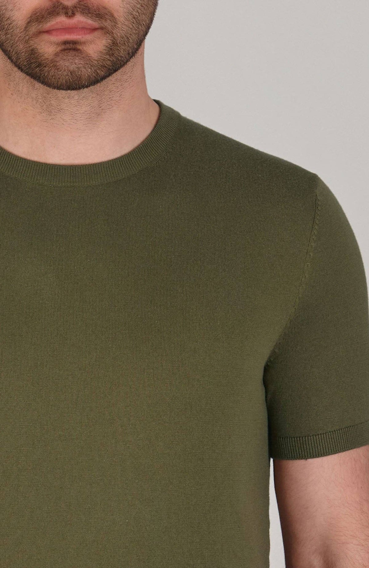 Ultra Fine Cotton Knitted T-Shirt - Dark Olive