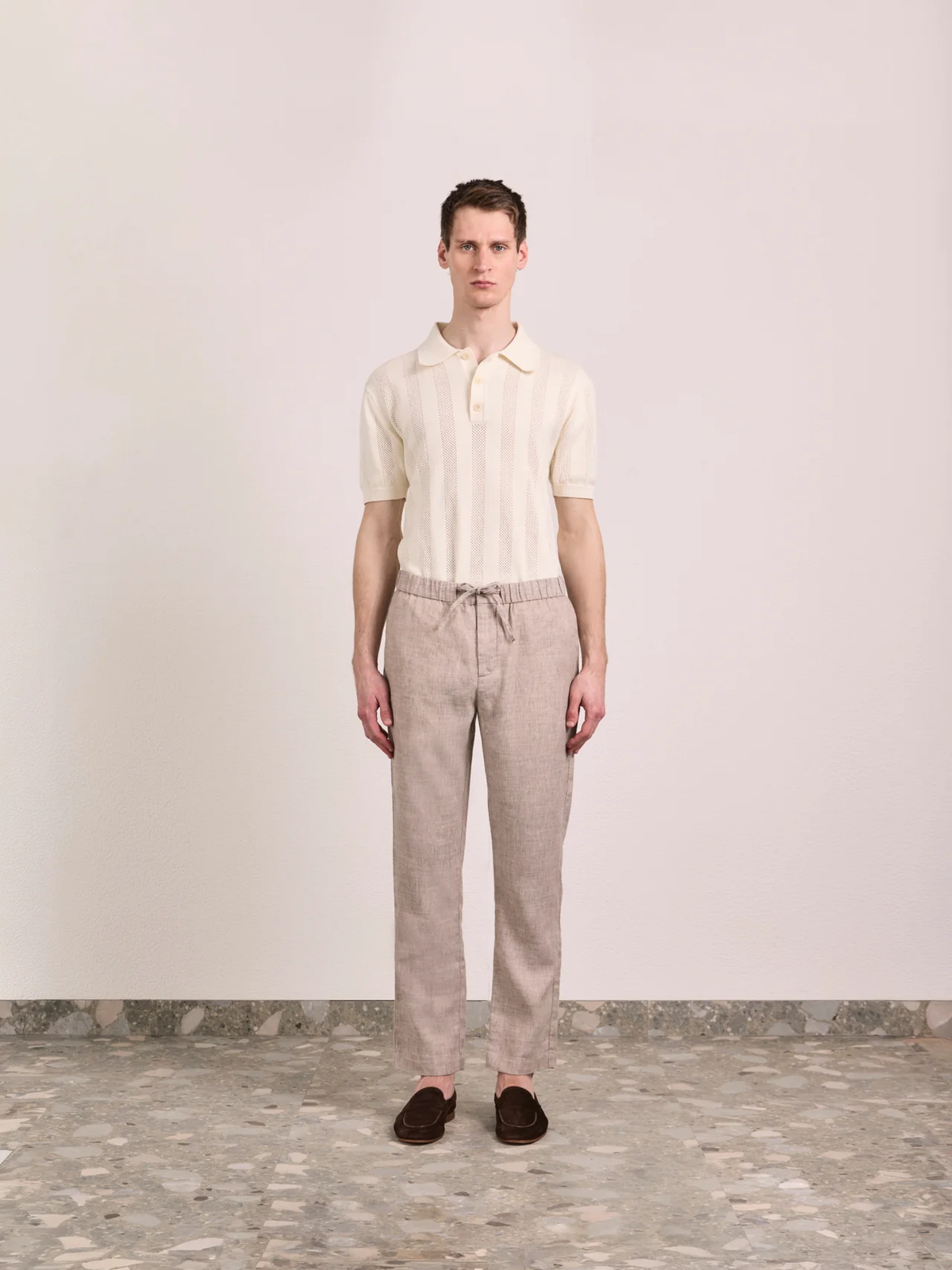 OSCAR LINEN TROUSERS - LIGHT BROWN