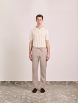 OSCAR LINEN TROUSERS - LIGHT BROWN