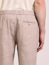 OSCAR LINEN TROUSERS - LIGHT BROWN