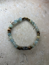 Petra Bracelet - Blue Argentina Calcite / Unakite / Black Rutilated Quartz