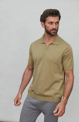 Ultra Fine Cotton Buttonless Polo - Light Olive