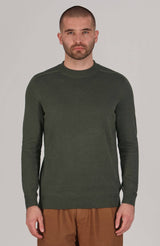 Lightweight Cotton Linen Blend Jumper - Dark Olive