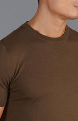 Superfine Merino Wool Knitted T-Shirt - Khaki