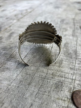 Signed Vintage Zuni Turquoise Cluster Cuff Bracelet