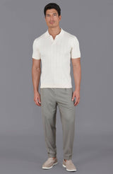 Ultra Fine Cotton Buttonless Polo Shirt - Ecru