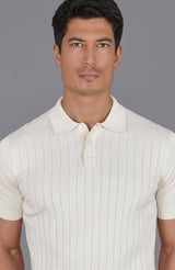 Ultra Fine Cotton Knit Polo Shirt - Ecru