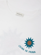 DINIS PRINTED 'CLUB DU PRAIA' COTTON T-SHIRT - TEAL & CARAMEL