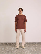 DINIS COTTON-LINEN T-SHIRT - BROWN