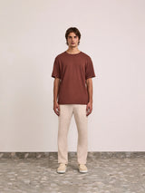 DINIS COTTON-LINEN T-SHIRT - BROWN