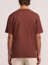 DINIS COTTON-LINEN T-SHIRT - BROWN