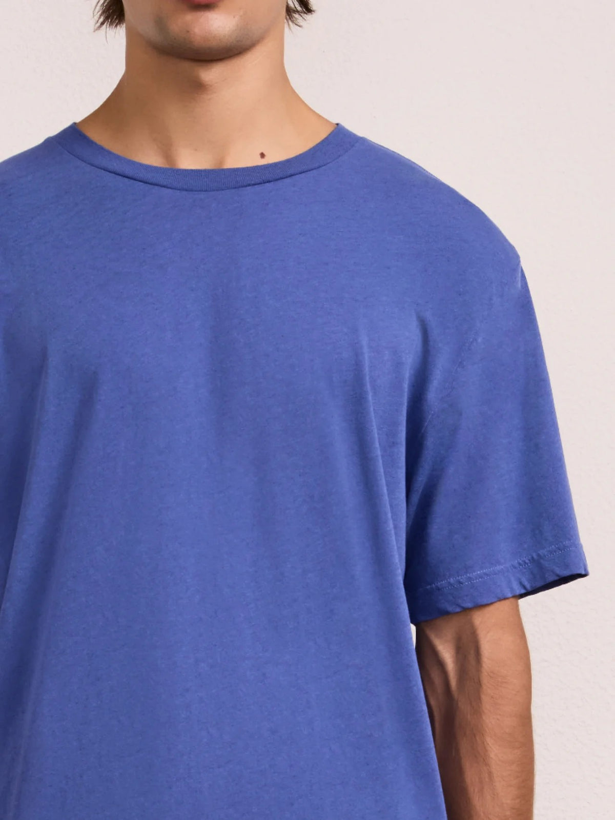 DINIS LINEN-COTTON T-SHIRT - COBALT BLUE
