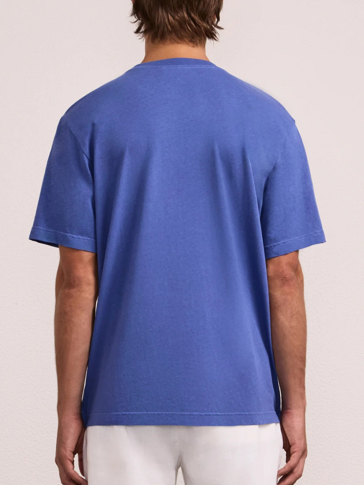 DINIS LINEN-COTTON T-SHIRT - COBALT BLUE