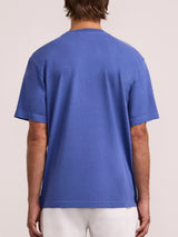 DINIS LINEN-COTTON T-SHIRT - COBALT BLUE