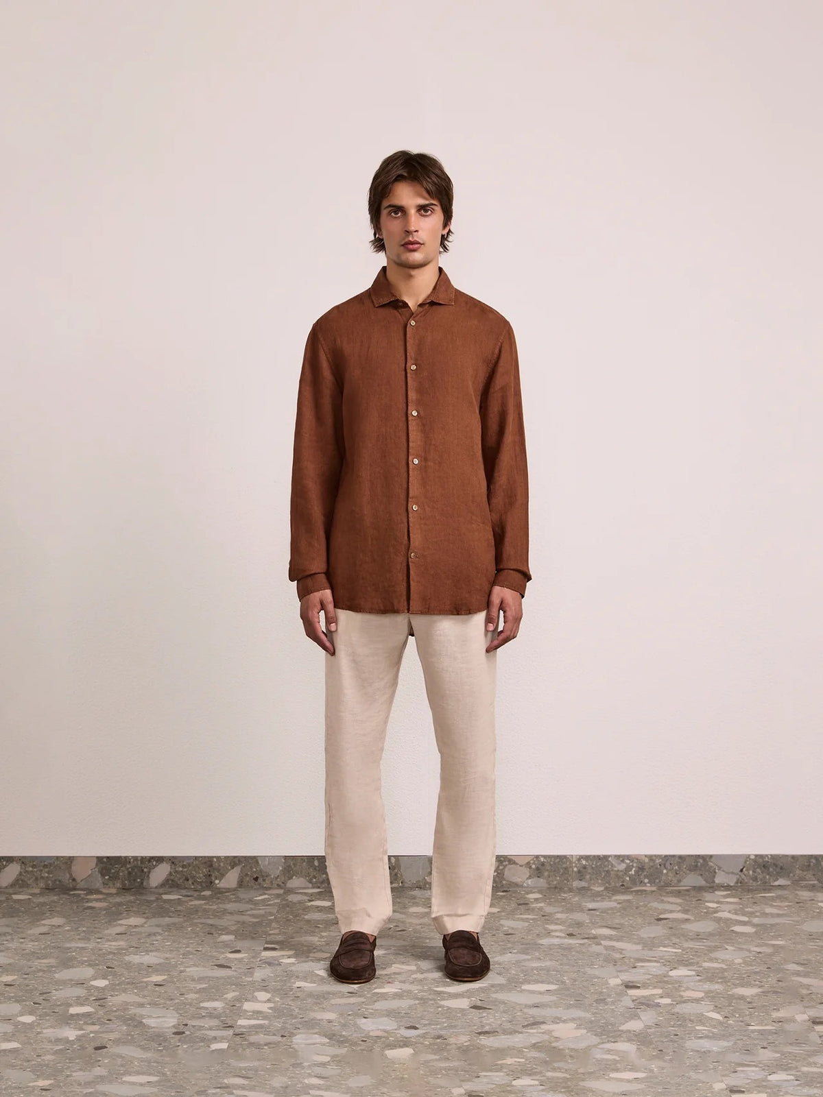 ANTONIO LINEN SHIRT - BROWN