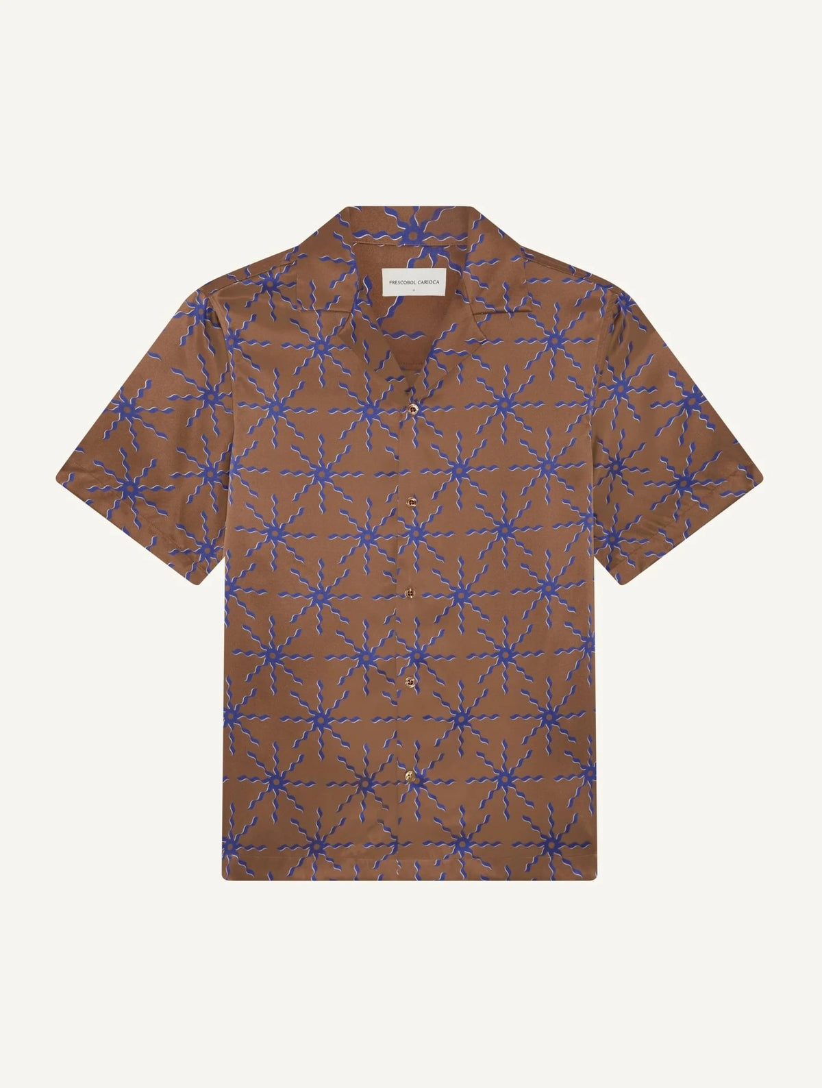 ROBERTO SOL PRINT SILK SHIRT - Brown