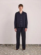 SAFRA TROPICAL WOOL SHIRT - NAVY