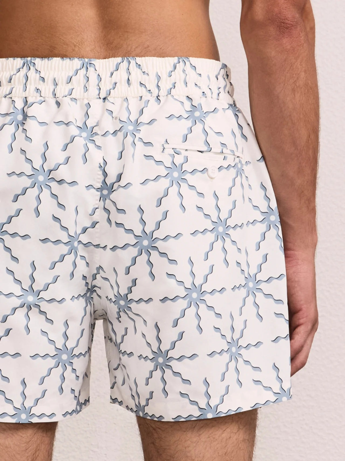 Rio Swim Short O Sol Print - Ecru & Coastal Blue