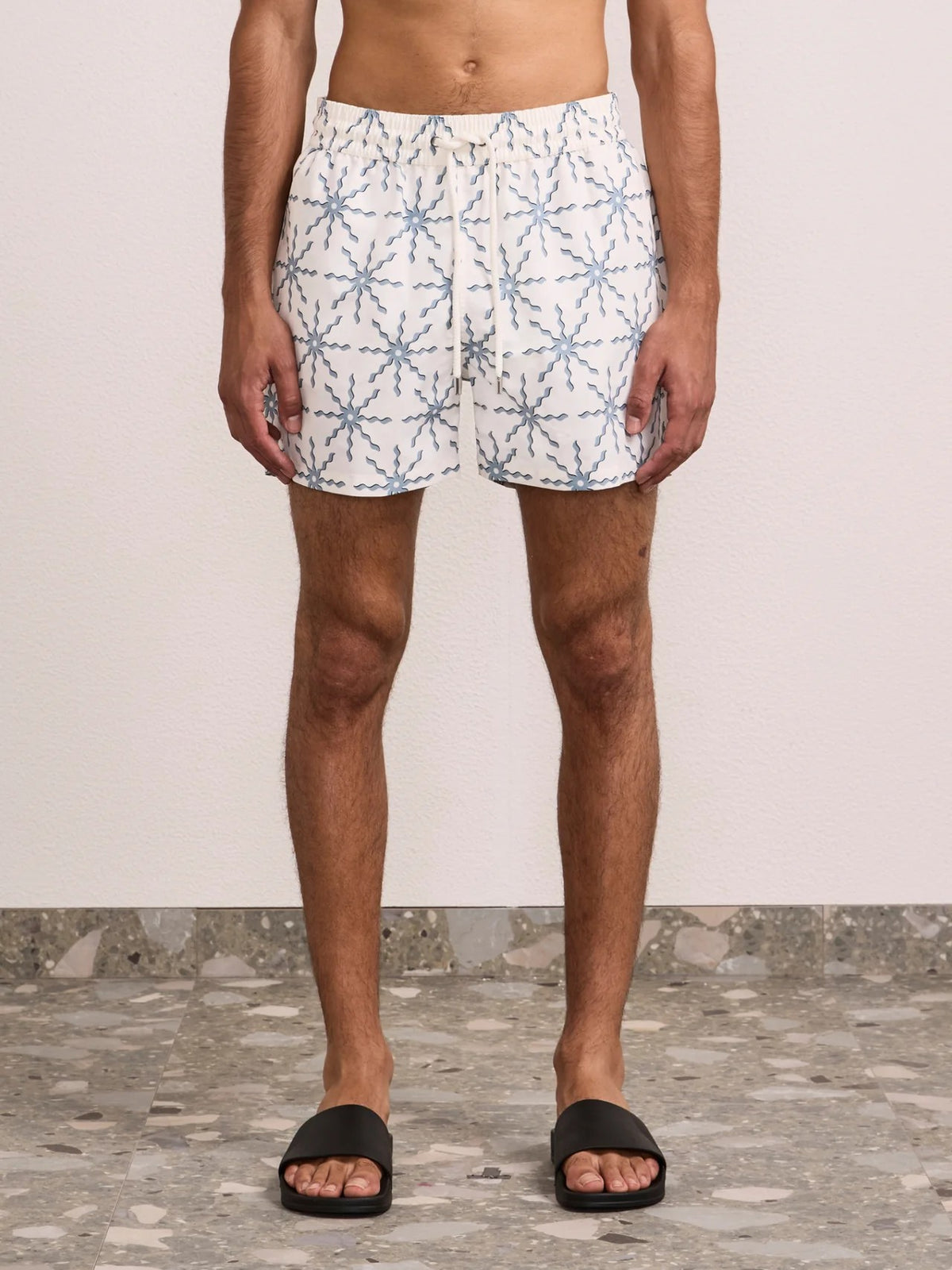 Rio Swim Short O Sol Print - Ecru & Coastal Blue