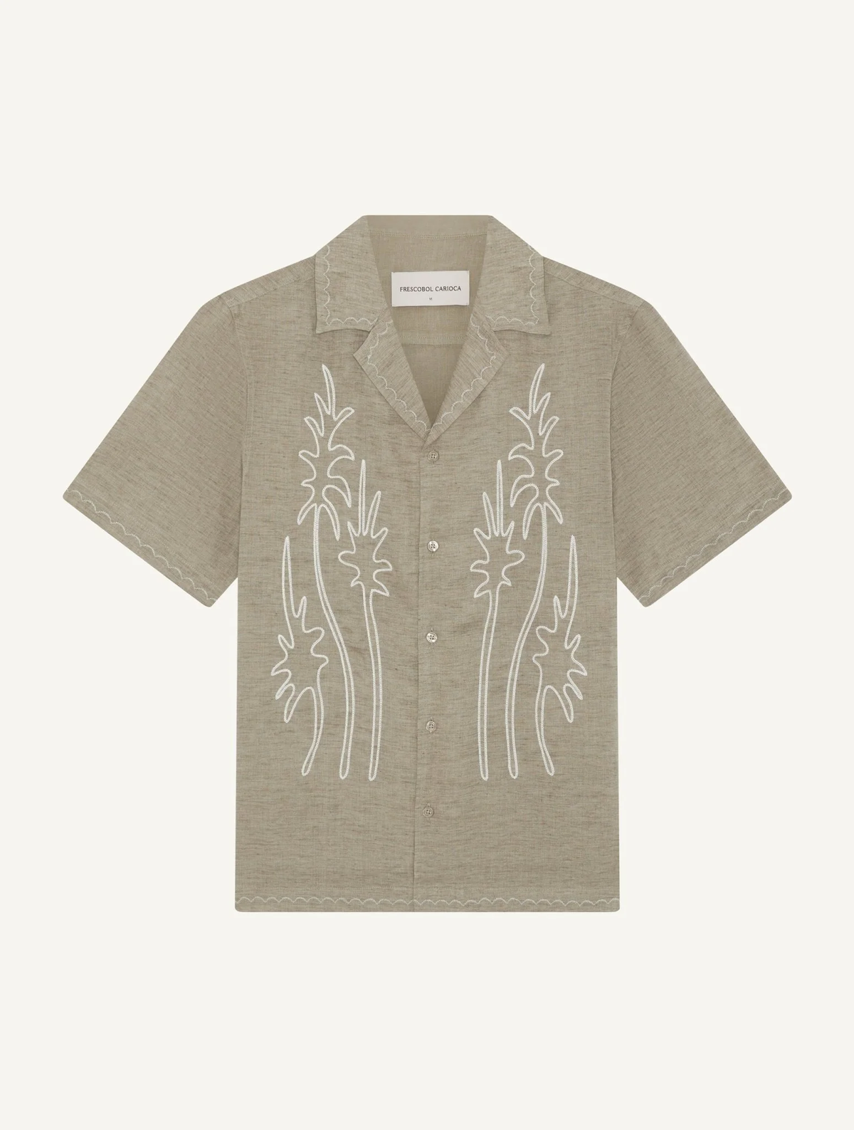 ALVES PALM EMBROIDERED LINEN SHIRT - PALM GREEN
