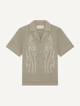 ALVES PALM EMBROIDERED LINEN SHIRT - PALM GREEN