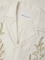ALVES PALM EMBROIDERED LINEN SHIRT - CREAM
