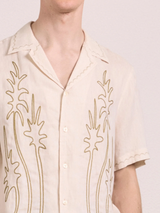 ALVES PALM EMBROIDERED LINEN SHIRT - CREAM