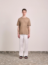 DINIS EMBROIDERED FC LOGO T-SHIRT - LIGHT BROWN