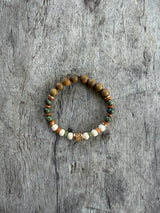 Petra Bracelet - Gold Silk Sandalwood / Fossil / Serpentine / Olive Walnut / Sunstone / Jade