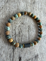 Petra Bracelet - African Turquoise / Picture Jasper / Black Tourmaline