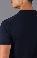 Ultra Fine Cotton Knitted T-Shirt - Navy