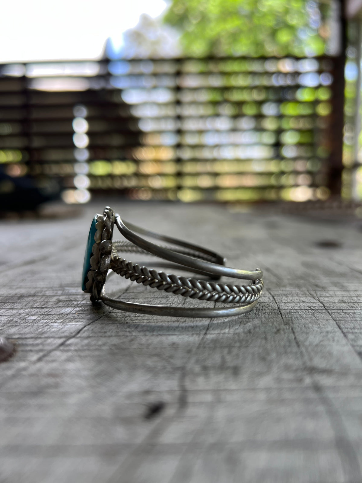 Signed Vintage Navajo Sleeping Beauty Turquoise Bangle