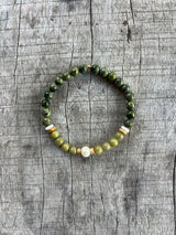 Petra Bracelet - Serpentine / Alashan Agate / Picture Jasper / Amazonite + White Pearl