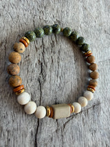 Petra Bracelet - Serpentine / Picture Jasper / Fossil / Olive Walnut