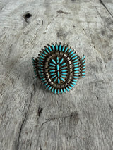 Signed Vintage Zuni Turquoise Cluster Cuff Bracelet