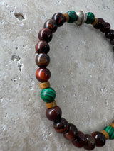 Petra Bracelet - Red Tigers Eye / Malachite + Navajo Bench Pearl 925