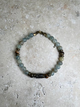Petra Bracelet - Blue Argentina Calcite / Unakite / Black Rutilated Quartz