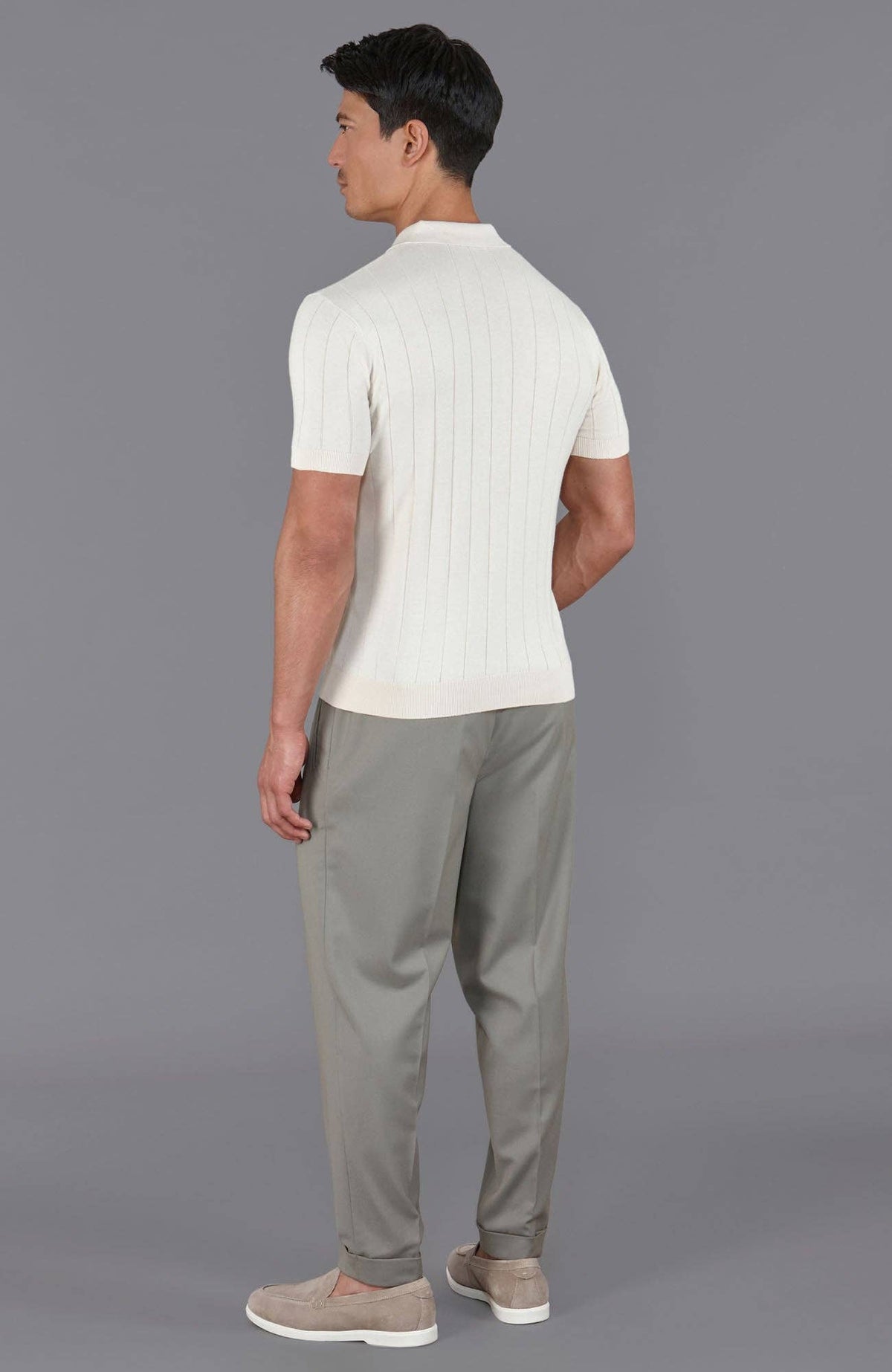 Ultra Fine Cotton Buttonless Polo Shirt - Ecru