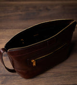 Leather Toiletries Bag - Mahogany
