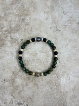 Petra Bracelet - African Turquoise / Lava Stone + Black Pearl + Navajo Bench Pearl 925