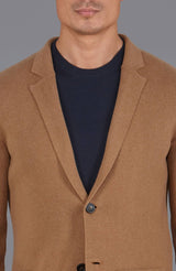 Midweight Cotton Deconstructed Knitted Blazer - Camel