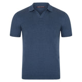Ultra Fine Cotton Buttonless Polo Shirt - Blue Melange