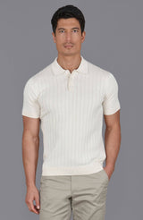 Ultra Fine Cotton Knit Polo Shirt - Ecru
