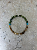 Petra Bracelet - Picture Jasper / Jade / Turquoise + Navajo Bench Pearl 925