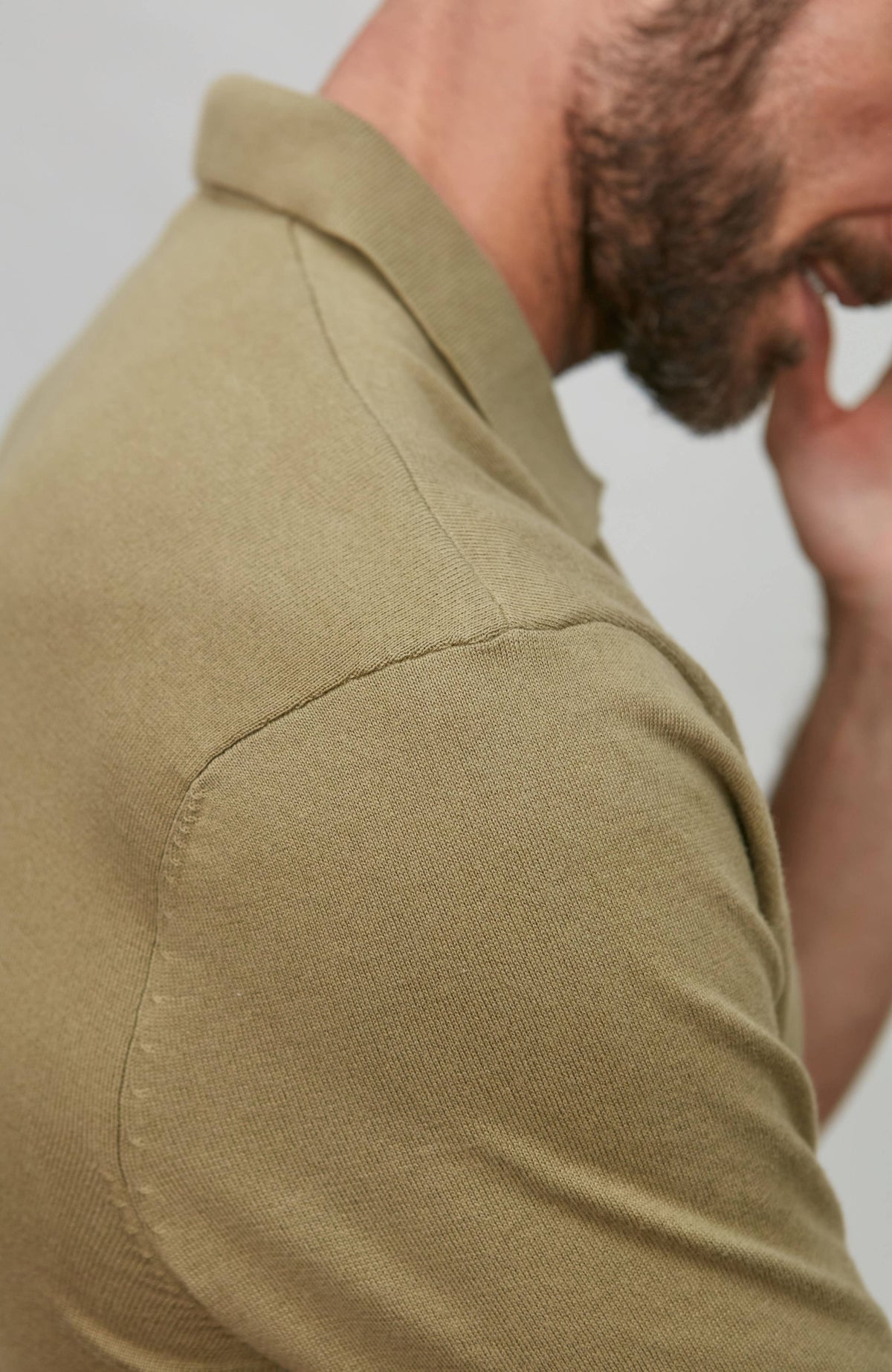 Ultra Fine Cotton Buttonless Polo - Light Olive